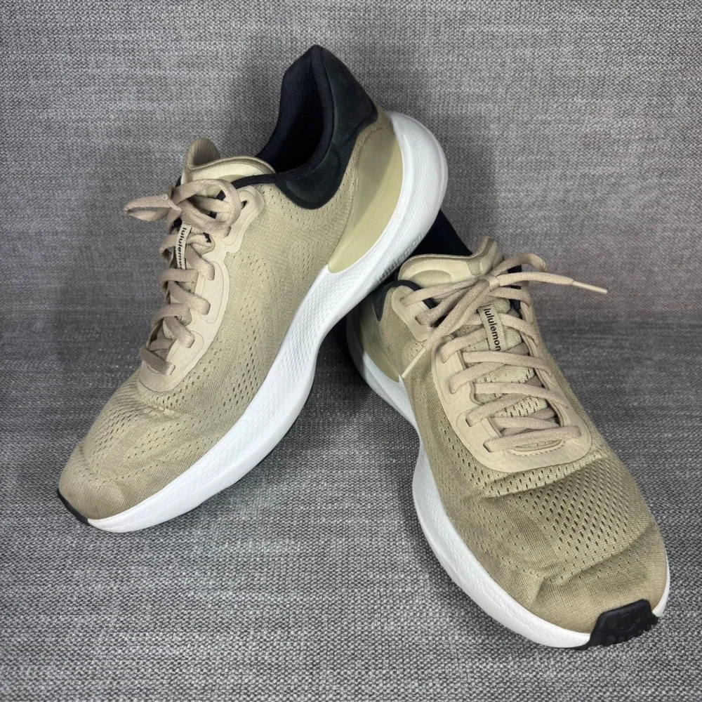 Lululemon Mens Beyondfeel Running Shoes 12 Khaki Tan Black Comfort Athletic